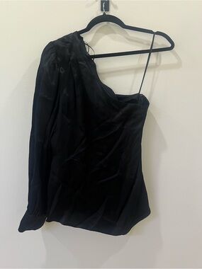 Zara Black One-Shoulder Satin shirt